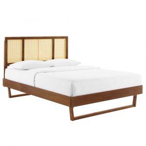 Modway - Kelsea Cane and Wood King Platform Bed With Angular Legs - MOD-6697-WAL