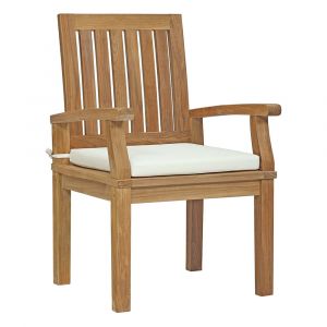 Modway - Marina Outdoor Patio Teak Dining Chair - EEI-2701-NAT-WHI