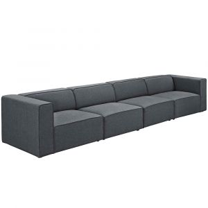 Modway - Mingle 4 Piece Upholstered Fabric Sectional Sofa Set - EEI-2829-GRY