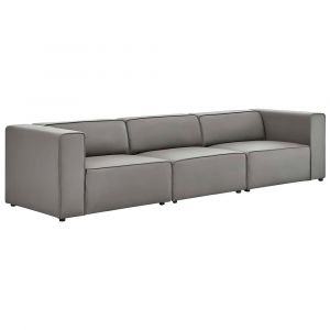 Modway - Mingle Vegan Leather 3-Piece Sectional Sofa - EEI-4789-GRY