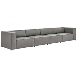 Modway - Mingle Vegan Leather 4-Piece Sectional Sofa - EEI-4793-GRY