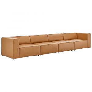 Modway - Mingle Vegan Leather 4-Piece Sectional Sofa - EEI-4793-TAN