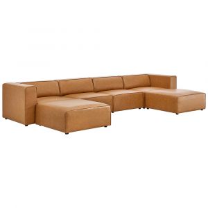 Modway - Mingle Vegan Leather 4-Piece Sofa and 2 Ottomans Set - EEI-4794-TAN