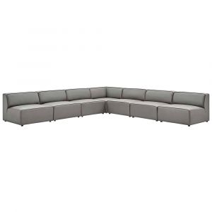 Modway - Mingle Vegan Leather 7-Piece Sectional Sofa in Gray - EEI-4797-GRY