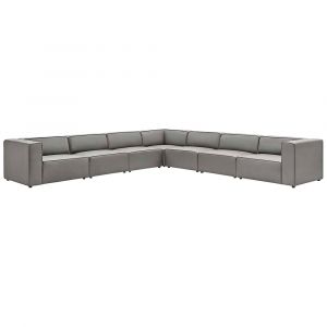 Modway - Mingle Vegan Leather 7-Piece Sectional Sofa - EEI-4798-GRY