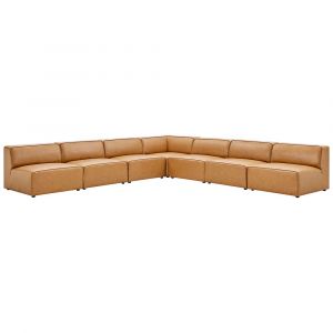 Modway - Mingle Vegan Leather 7-Piece Sectional Sofa in Tan - EEI-4797-TAN