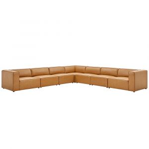 Modway - Mingle Vegan Leather 7-Piece Sectional Sofa - EEI-4798-TAN