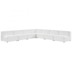 Modway - Mingle Vegan Leather 7-Piece Sectional Sofa in White - EEI-4797-WHI