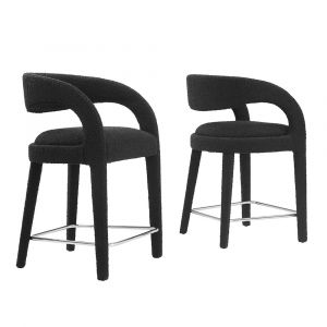 Modway - Pinnacle Boucle Upholstered Counter Stool (Set of 2) - EEI-6565-BLK-SLV