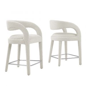 Modway - Pinnacle Boucle Upholstered Counter Stool (Set of 2) - EEI-6565-IVO-SLV