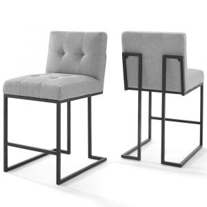 Modway - Privy Black Stainless Steel Upholstered Fabric Counter Stool (Set of 2) - EEI-4156-BLK-LGR