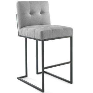 Modway - Privy Black Stainless Steel Upholstered Fabric Bar Stool - EEI-3857-BLK-LGR