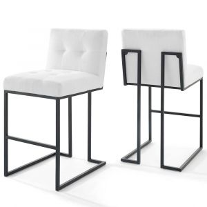 Modway - Privy Black Stainless Steel Upholstered Fabric Bar Stool (Set of 2) - EEI-4159-BLK-WHI