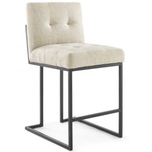 Modway - Privy Black Stainless Steel Upholstered Fabric Counter Stool - EEI-3854-BLK-BEI