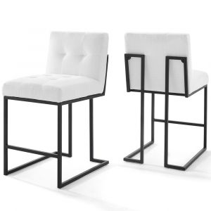 Modway - Privy Black Stainless Steel Upholstered Fabric Counter Stool (Set of 2) - EEI-4156-BLK-WHI