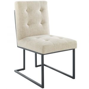 Modway - Privy Black Stainless Steel Upholstered Fabric Dining Chair - EEI-3745-BLK-BEI