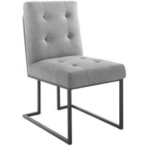 Modway - Privy Black Stainless Steel Upholstered Fabric Dining Chair - EEI-3745-BLK-LGR
