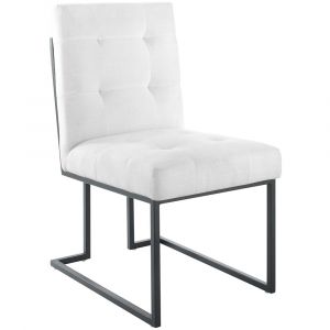 Modway - Privy Black Stainless Steel Upholstered Fabric Dining Chair - EEI-3745-BLK-WHI