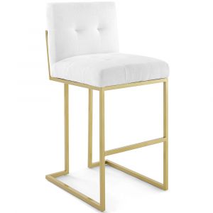 Modway - Privy Gold Stainless Steel Upholstered Fabric Bar Stool - EEI-3855-GLD-WHI