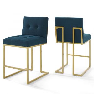 Modway - Privy Gold Stainless Steel Upholstered Fabric Counter Stool (Set of 2) - EEI-4154-GLD-AZU