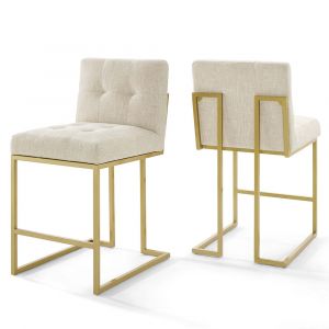 Modway - Privy Gold Stainless Steel Upholstered Fabric Counter Stool (Set of 2) - EEI-4154-GLD-BEI