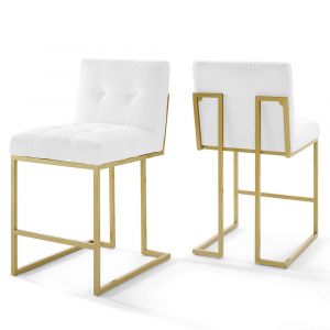 Modway - Privy Gold Stainless Steel Upholstered Fabric Counter Stool (Set of 2) - EEI-4154-GLD-WHI