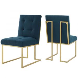 Modway - Privy Gold Stainless Steel Upholstered Fabric Dining Accent Chair (Set of 2) - EEI-4151-GLD-AZU
