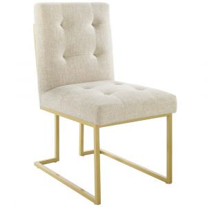 Modway - Privy Gold Stainless Steel Upholstered Fabric Dining Accent Chair - EEI-3743-GLD-BEI