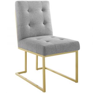 Modway - Privy Gold Stainless Steel Upholstered Fabric Dining Accent Chair - EEI-3743-GLD-LGR