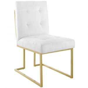 Modway - Privy Gold Stainless Steel Upholstered Fabric Dining Accent Chair - EEI-3743-GLD-WHI