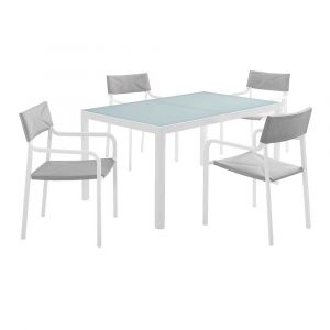 Modway - Raleigh 5 Piece Outdoor Patio Aluminum Dining Set - EEI-3796-WHI-GRY