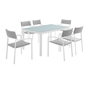 Modway - Raleigh 7 Piece Outdoor Patio Aluminum Dining Set - EEI-3797-WHI-GRY