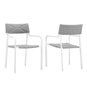 Modway - Raleigh Outdoor Patio Aluminum Armchair (Set of 2) - EEI-3962-WHI-GRY
