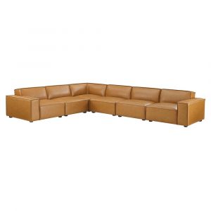 Modway - Restore 6-Piece Vegan Leather Sectional Sofa in Tan - EEI-4715-TAN