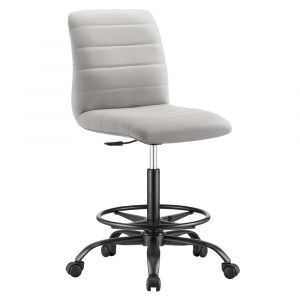 Modway - Ripple Armless Vegan Leather Drafting Chair - EEI-4978-BLK-LGR
