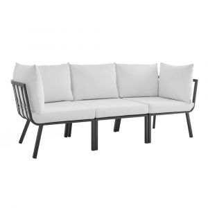 Modway - Riverside 3 Piece Outdoor Patio Aluminum Sectional Sofa Set - EEI-3782-SLA-WHI