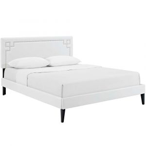 Modway - Ruthie Queen Vinyl Platform Bed with Squared Tapered Legs - MOD-5938-WHI