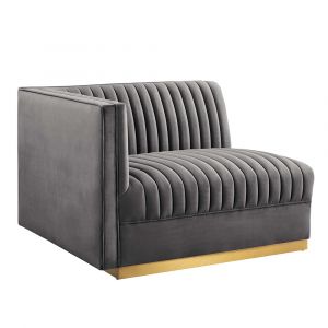 Modway - Sanguine Channel Tufted Performance Velvet Modular Sectional Sofa Left-Arm Chair - EEI-6031-GRY