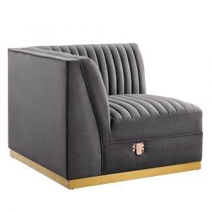 Modway - Sanguine Channel Tufted Performance Velvet Modular Sectional Sofa Left Corner Chair - EEI-6034-GRY