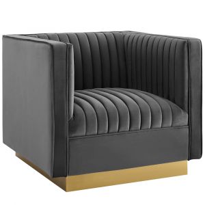 Modway - Sanguine Vertical Channel Tufted Accent Performance Velvet Armchair - EEI-3406-GRY