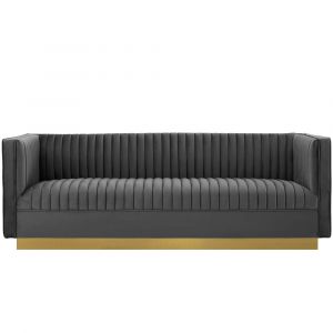 Modway - Sanguine Vertical Channel Tufted Performance Velvet Sofa - EEI-3405-GRY