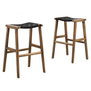 Modway - Saoirse Faux Leather Wood Bar Stool - (Set of 2) - EEI-6549-WAL-BLK