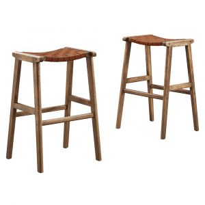 Modway - Saoirse Faux Leather Wood Bar Stool - (Set of 2) - EEI-6549-WAL-BRN
