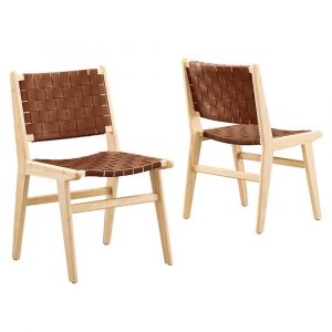 Modway - Saoirse Faux Leather Wood Dining Side Chair - (Set of 2) - EEI-6544-NAT-BRN