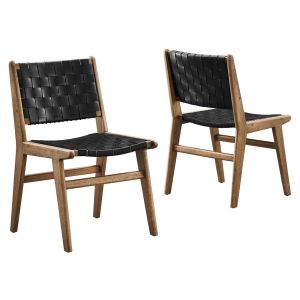 Modway - Saoirse Faux Leather Wood Dining Side Chair - (Set of 2) - EEI-6544-WAL-BLK