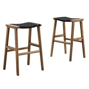 Modway - Saoirse Woven Rope Wood Bar Stool - (Set of 2) - EEI-6550-WAL-BLK