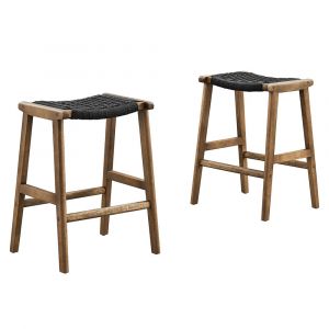 Modway - Saoirse Woven Rope Wood Counter Stool - (Set of 2) - EEI-6548-WAL-BLK