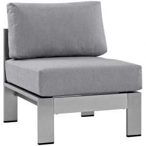 Modway - Shore Armless Outdoor Patio Aluminum Chair - EEI-2263-SLV-GRY