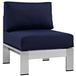 Modway - Shore Armless Outdoor Patio Aluminum Chair - EEI-2263-SLV-NAV