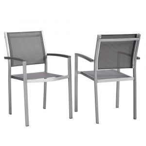 Modway - Shore Dining Chair Outdoor Patio Aluminum (Set of 2) - EEI-2586-SLV-GRY-SET